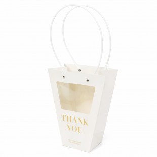 Pungă conică alb ivory cu fereastră 20×15×25,45 cm set 10 buc